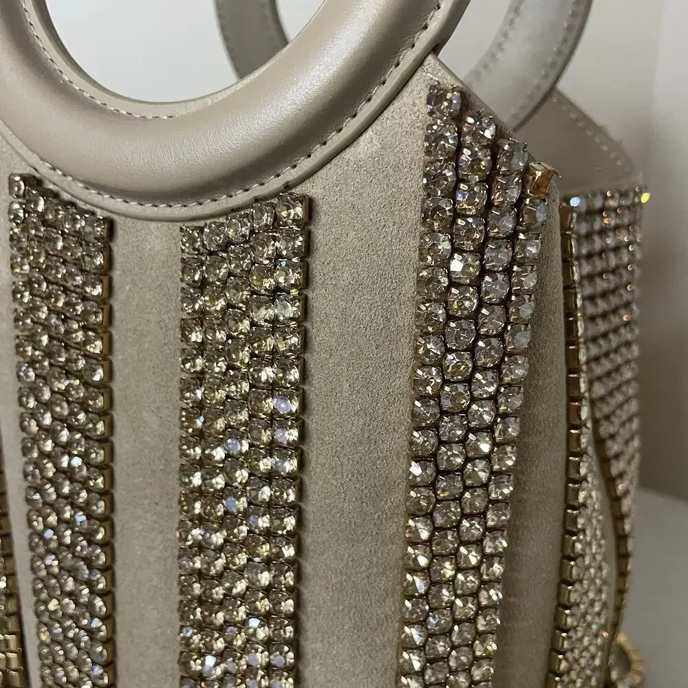 cult gaia Nude Crystal Fringe Wristlet with Circular Handles - Picture 12 of 16